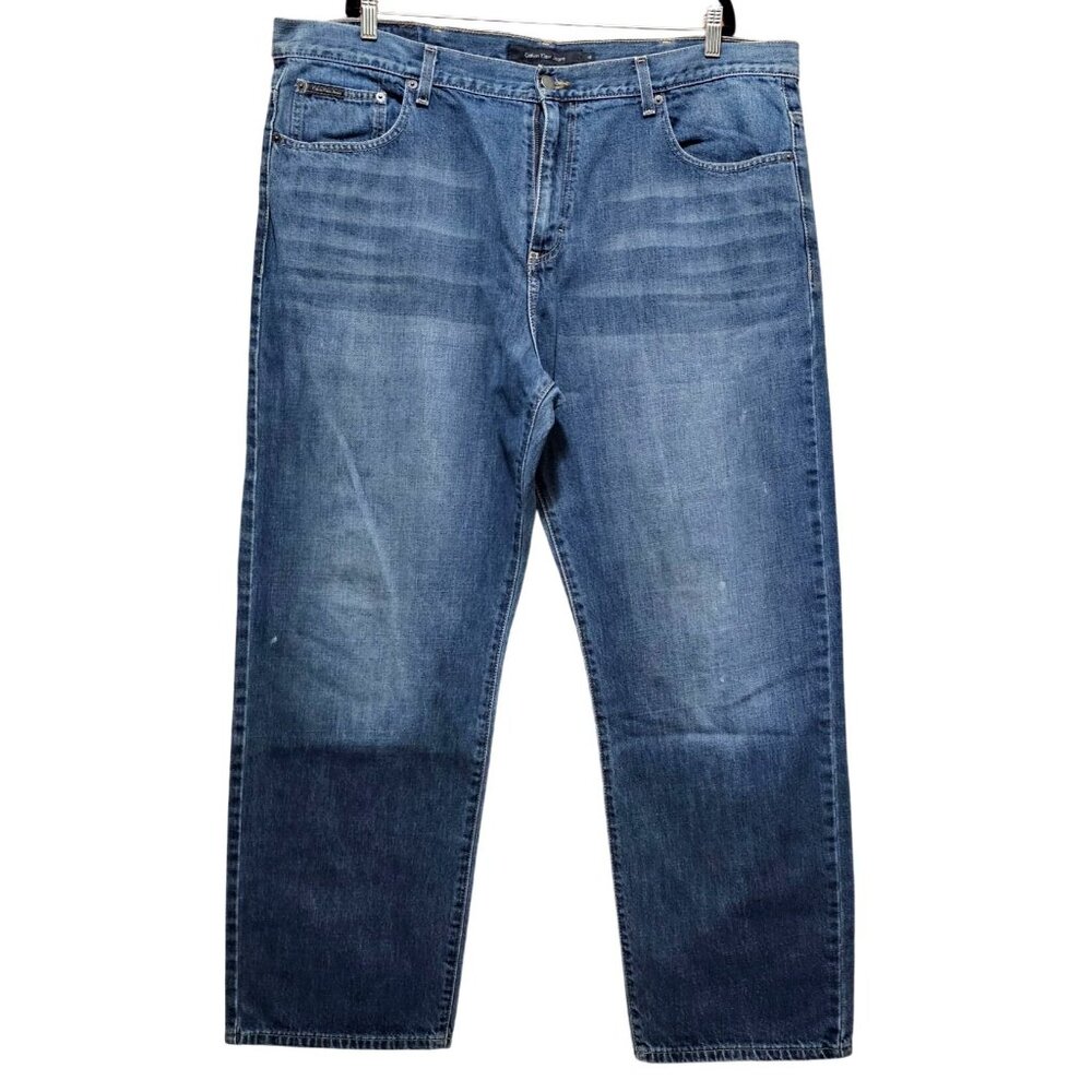 Calvin Klein Mens Blue Denim Relaxed Fit Jeans Size 42 Classic Style